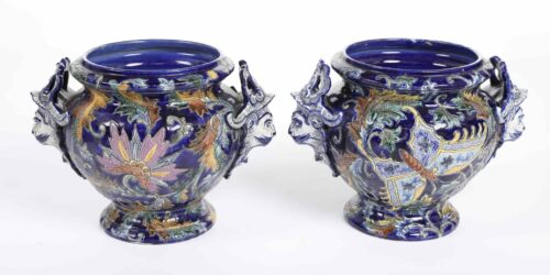 19th Century Blue Majolica Jardinaries 2208P AA scaled
