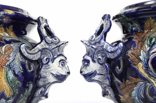 19th Century Blue Majolica Jardinaries 2208P E scaled