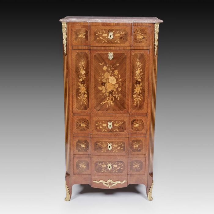 French Antique Escritoire Marquetry - Image 12
