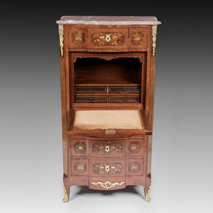 French Antique Escritoire Marquetry - Image 7
