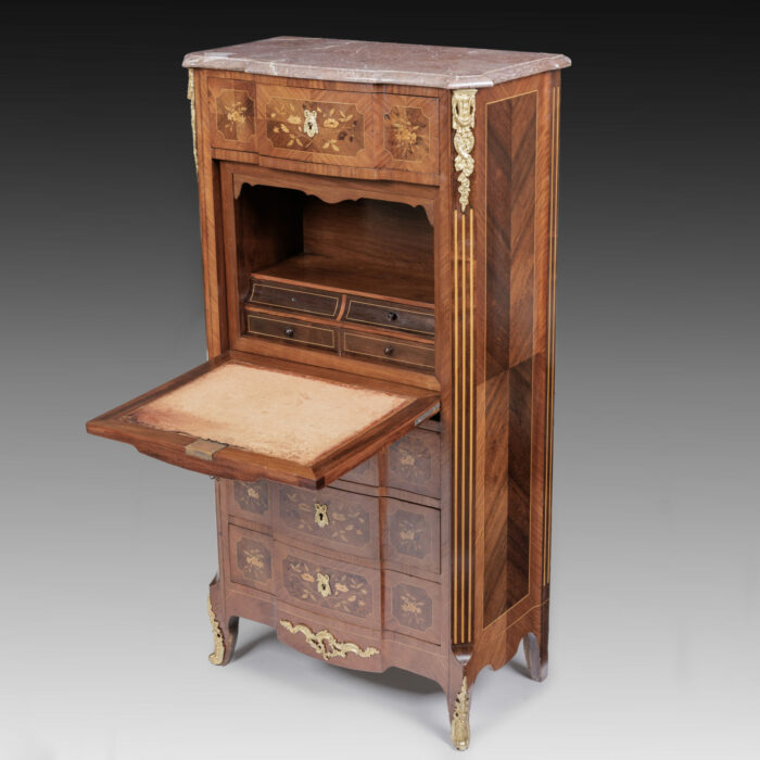 French Antique Escritoire Marquetry - Image 6