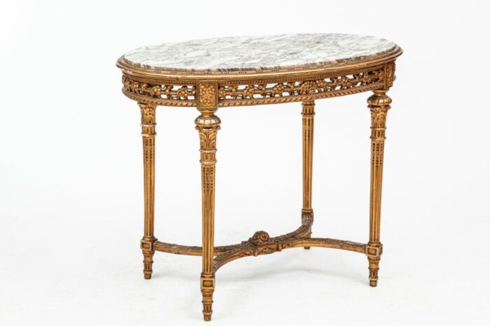 Fine 19th century French Louis XVI pierced gilt wood table 22L152P D