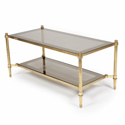 An Early 20th Century French Glass Top Brass Coffee Table