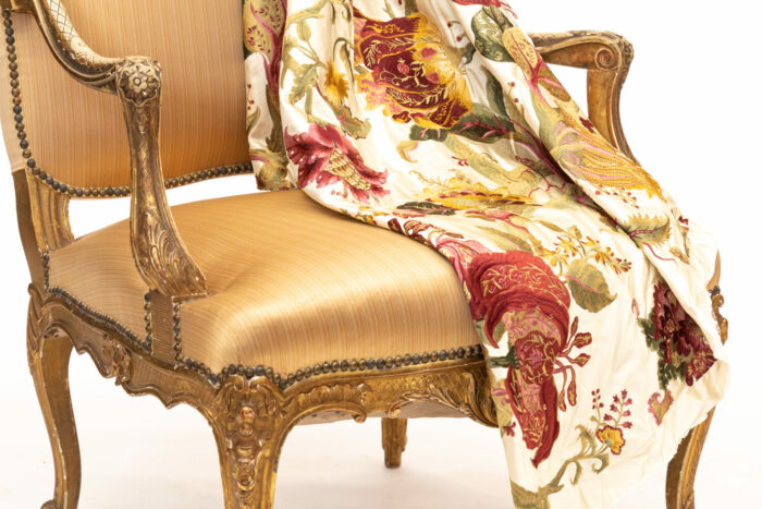 Pair 19th Century French Gilded Louis XV Bergere - Image 2