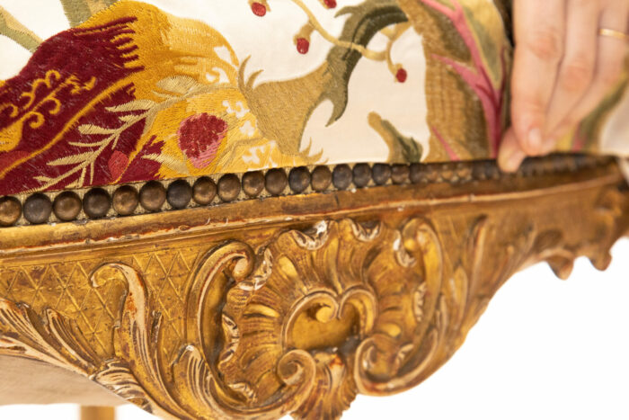 Pair 19th Century French Gilded Louis XV Bergere - Image 11
