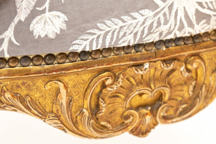 Pair 19th Century French Gilded Louis XV Bergere - Image 13