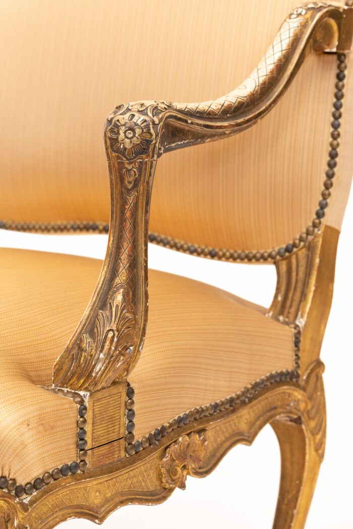 Pair 19th Century French Gilded Louis XV Bergere - Image 4