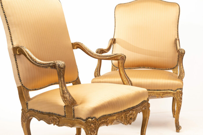 Pair 19th Century French Gilded Louis XV Bergere - Image 14