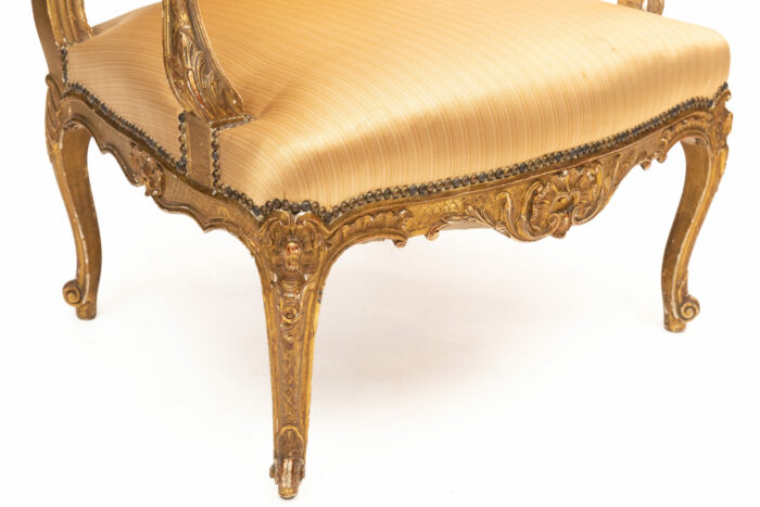 Pair 19th Century French Gilded Louis XV Bergere - Image 7