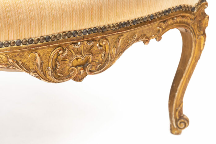 Pair 19th Century French Gilded Louis XV Bergere - Image 15