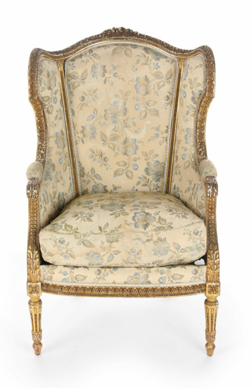 French Louis XVI gilded wing chair