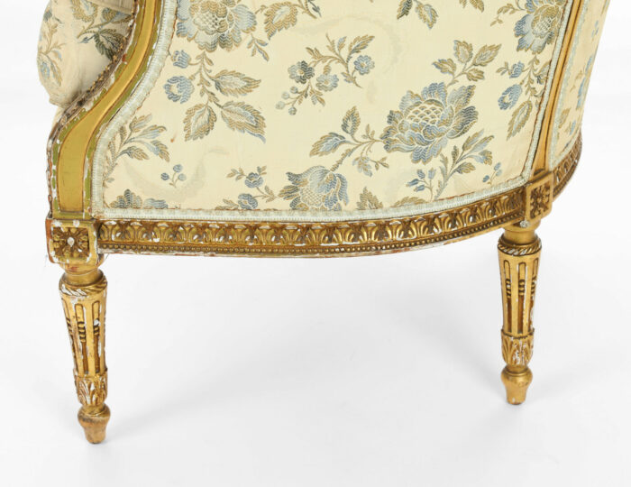 French Louis XVI Gilded Wing Chair - Image 6