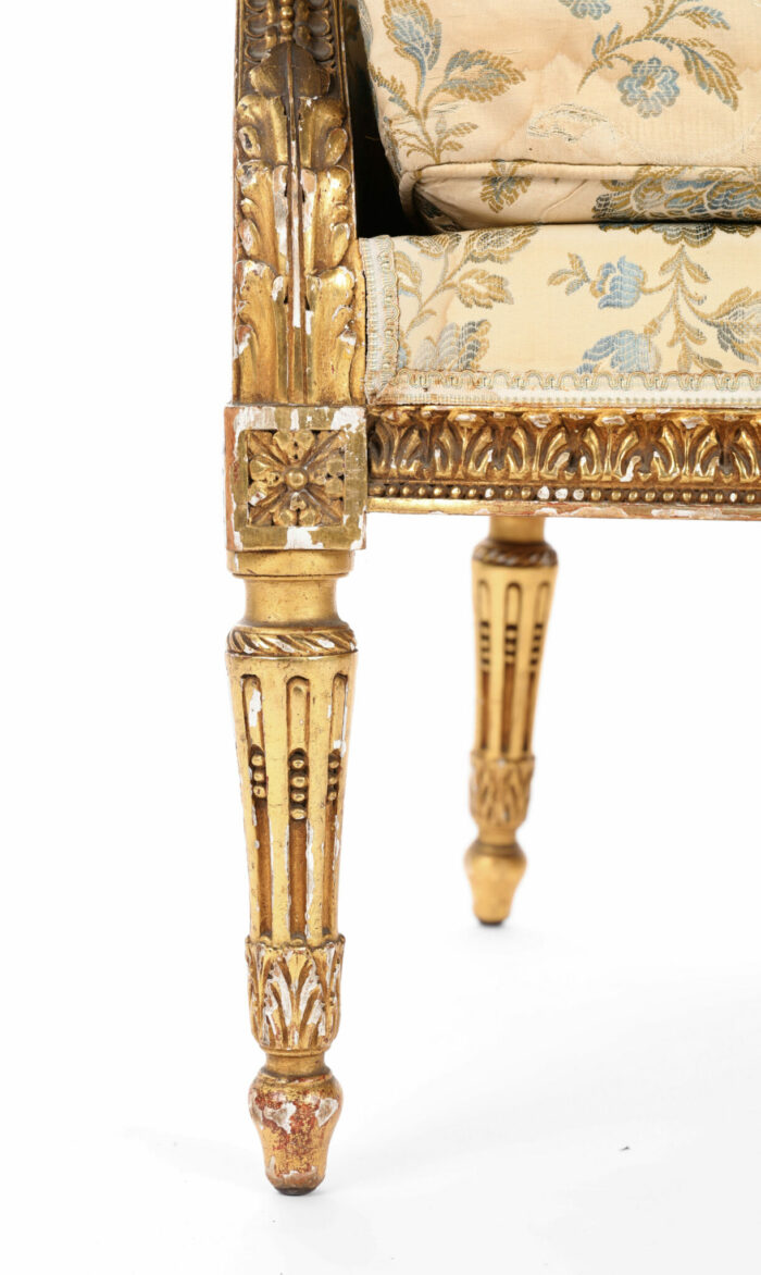 French Louis XVI Gilded Wing Chair - Image 9