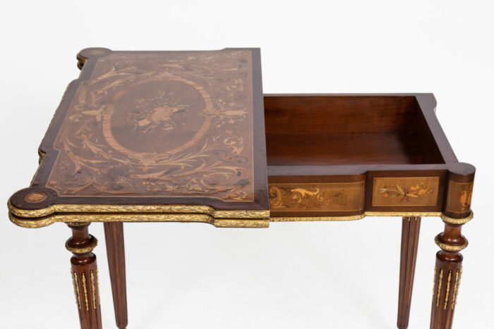 French Louis XVI Marquetry Antique Card Table - Image 11