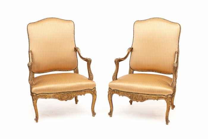 Pair 19th Century French Gilded Louis XV Bergere - Image 18