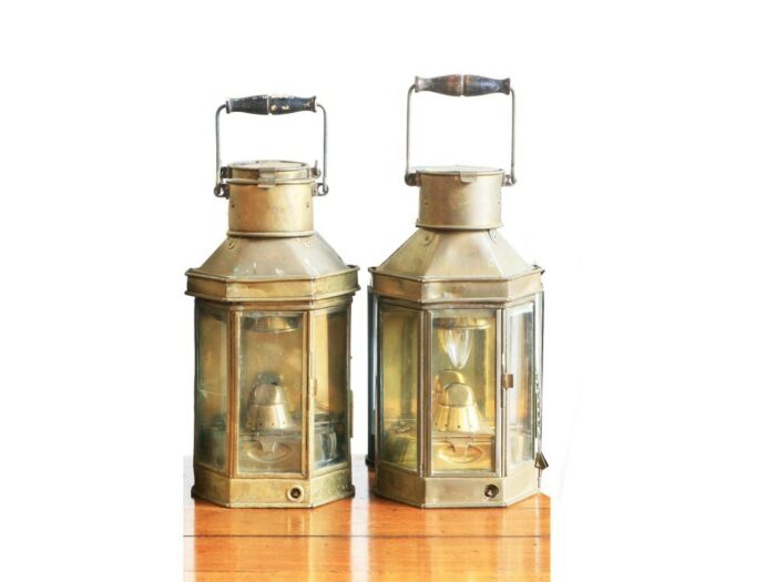 Pair English Brass Coach Lamps 1