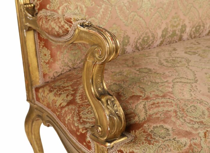 Beautiful Pair French Louis XV Antique Settees - Image 4