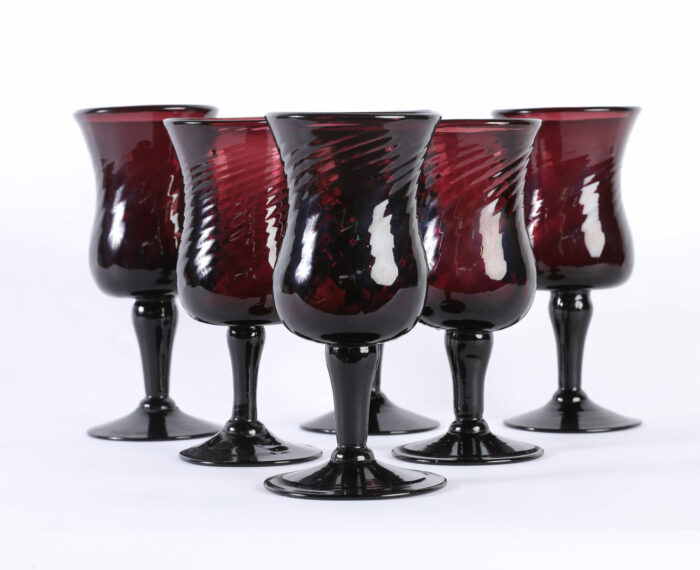 Set Six 18th Century Wine Glasses
