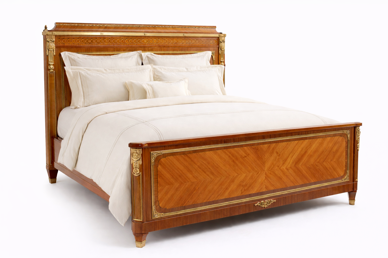 19th century french antique bed with inlay.