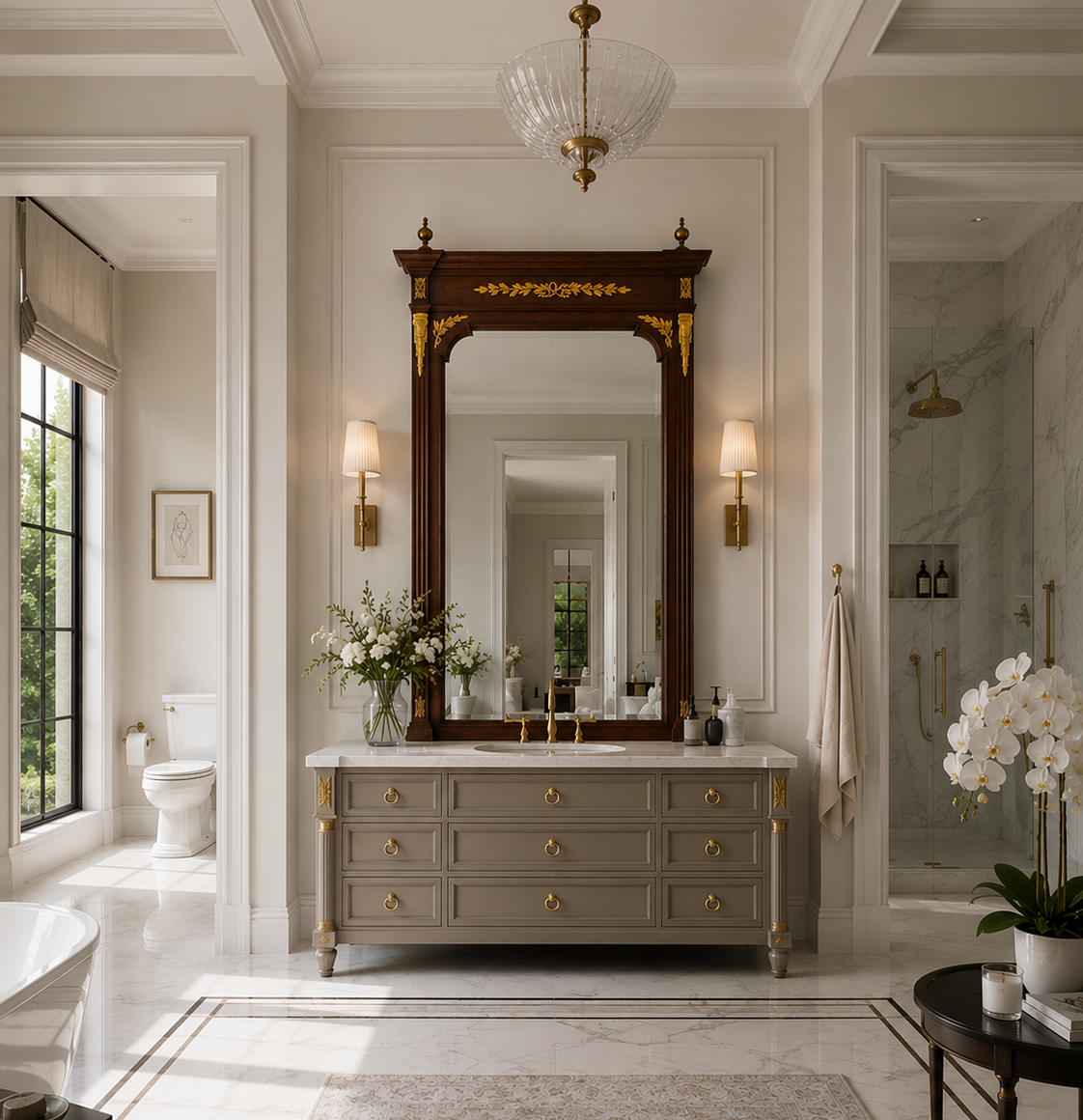 19th Century French Empire Antique Mirror 35 french-empire-mirror-in-classic-contemporary-bathroom-Wallrocks