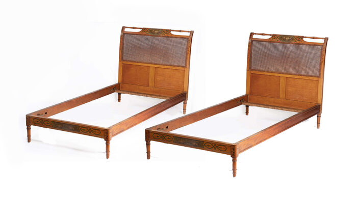 pair hand painted edwardian single beds 2301Q a