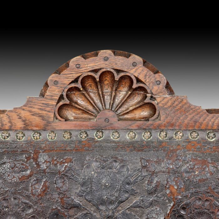 19th Century French Oak X-frame Arm Chair - Image 11