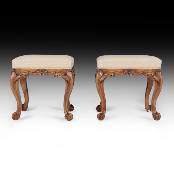 Pair 19th Century Walnut Stools