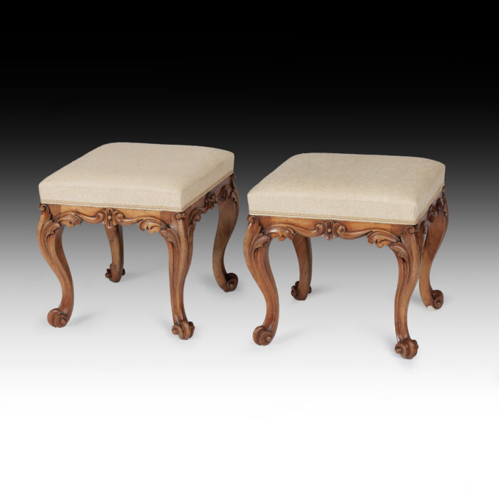 Pair 19th Century Walnut Stools - Image 2