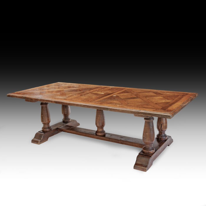 Pair French Oak Parquetry Dining Tables - Image 4