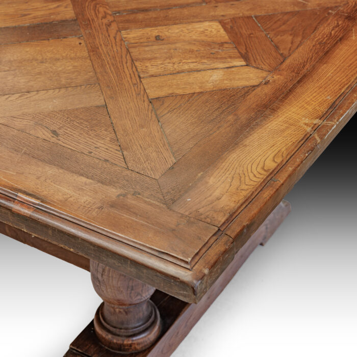Pair French Oak Parquetry Dining Tables - Image 3