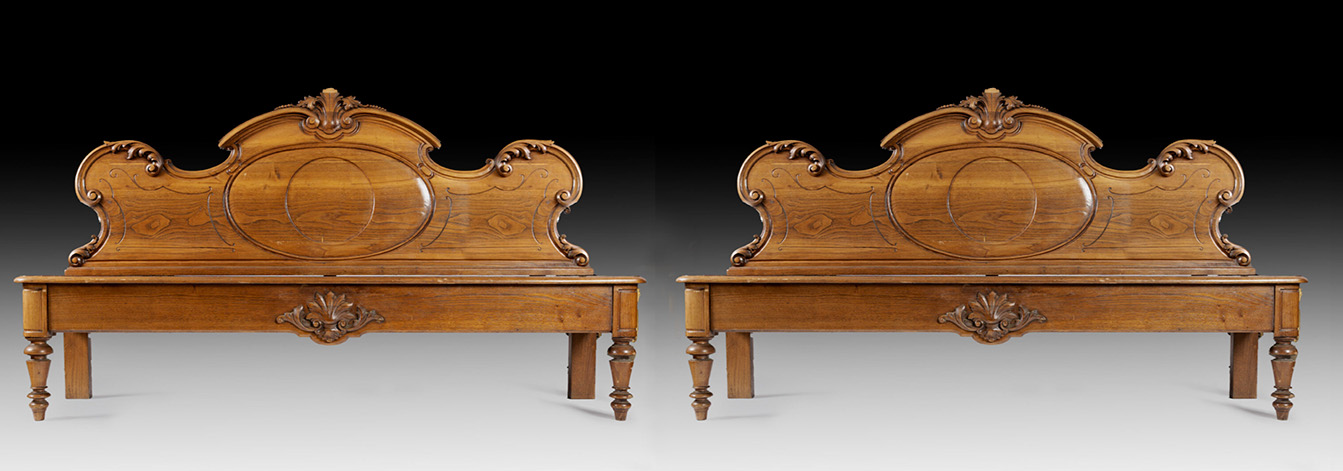 Matched Pair Early 20th Century Antique Benches 58 pair-antique-benches