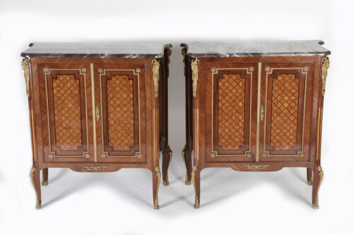 pair french 19th century parquetry commodes