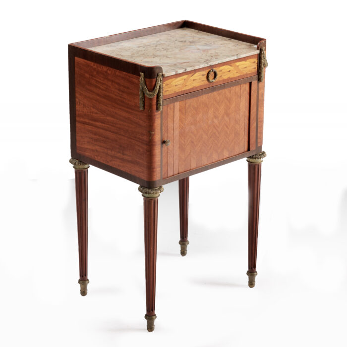 Pair 19th Century French Marquetry Bedsides - Image 8
