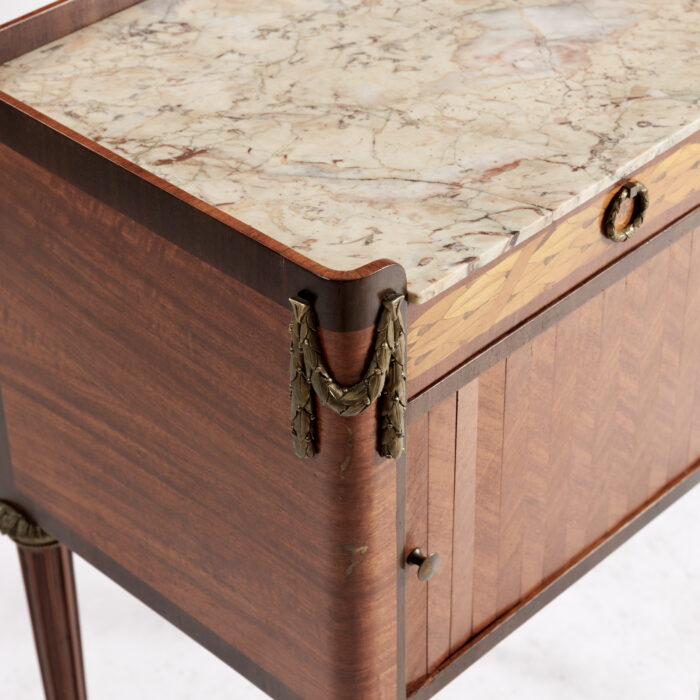 Pair 19th Century French Marquetry Bedsides - Image 2