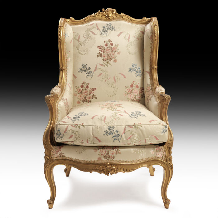 Pair Gilded Wing Chairs - Image 4