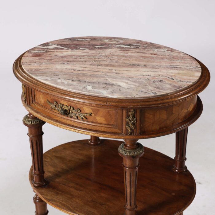 Matched Pair French Parquetry Side tables - Image 2