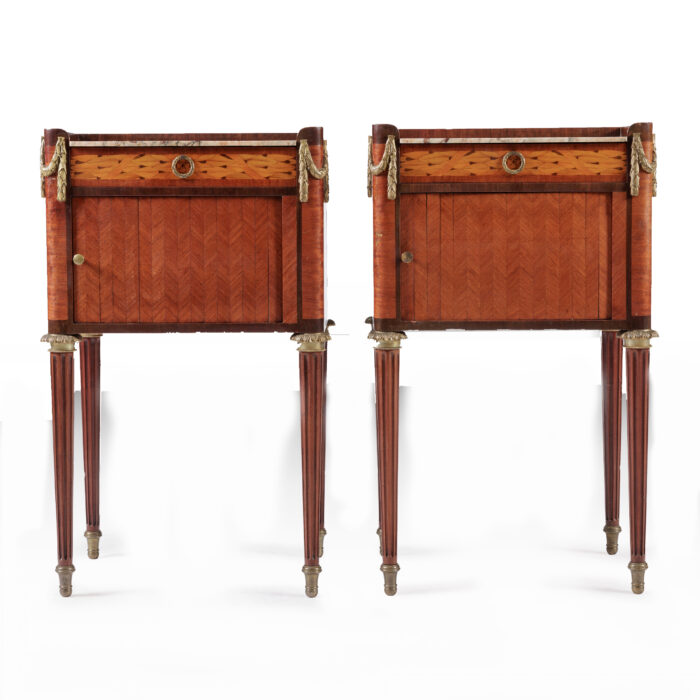 Pair 19th Century French Marquetry Bedsides - Image 12