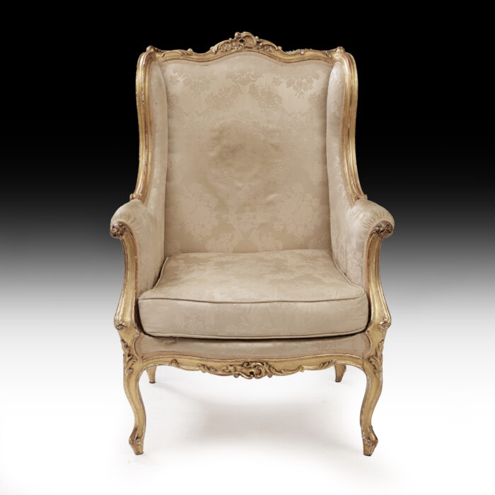 Pair French Louis XV Wing Chairs - Image 9