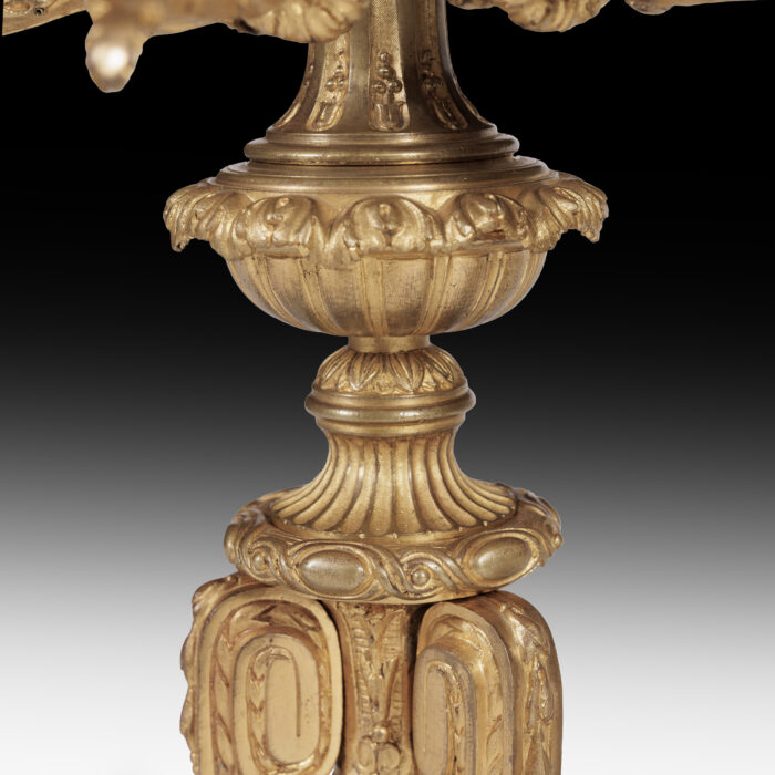 Pair Large Antique Candelabra Later Lamped - Image 5
