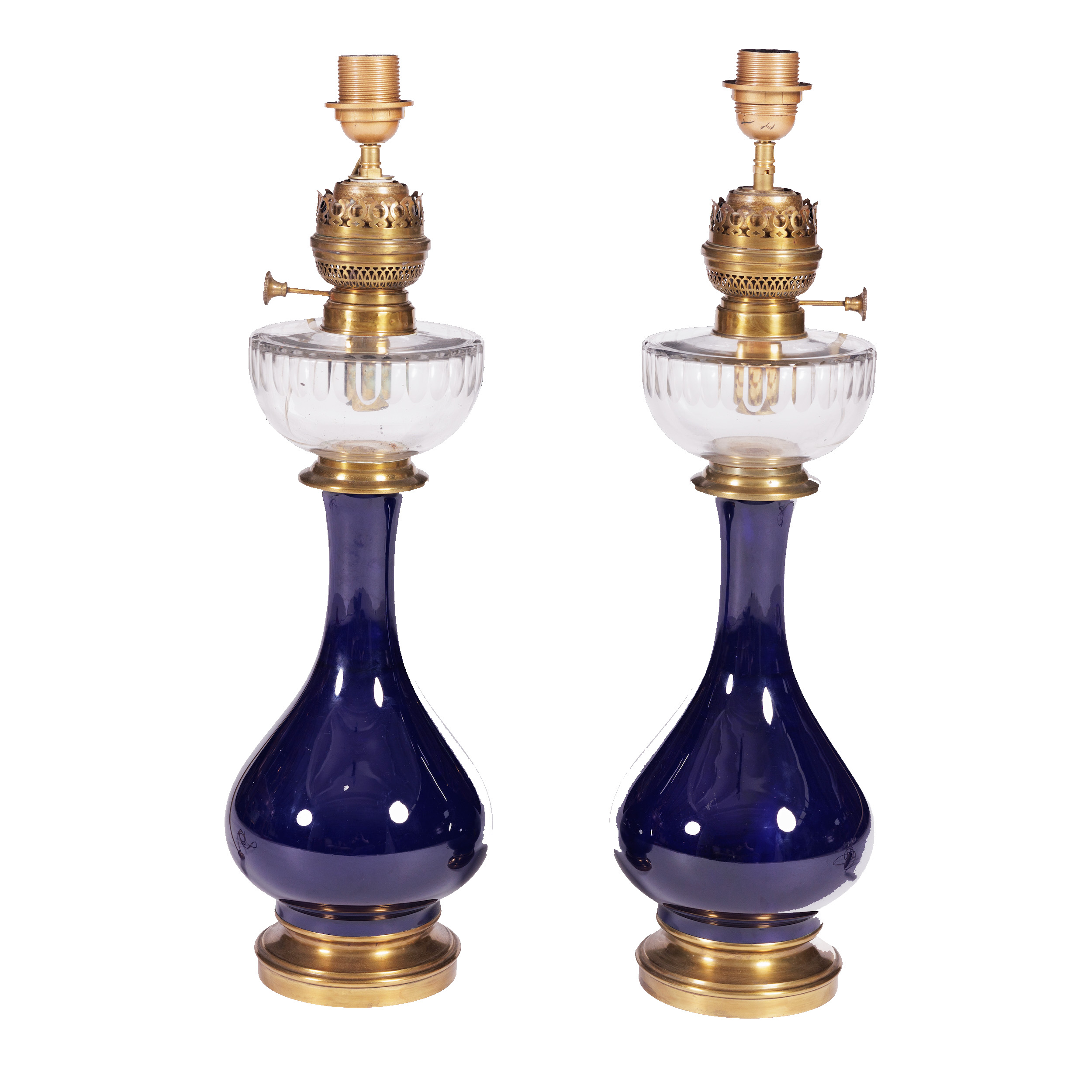 Pair Large Antique Lamp Bases 23 Pair Large Antique Lamp Bases