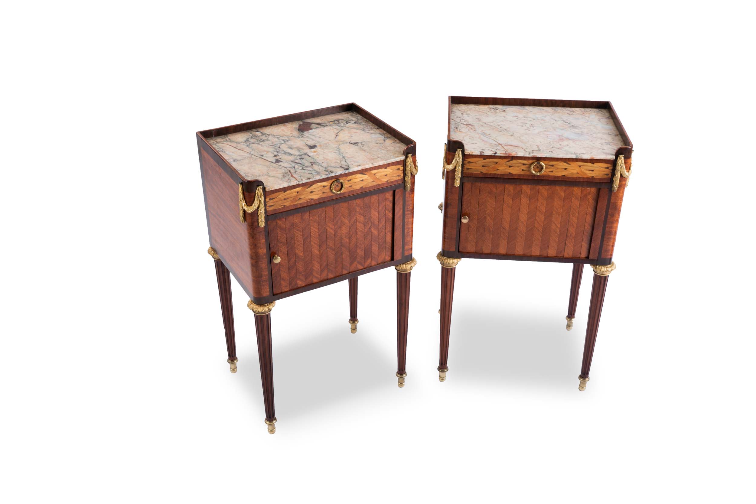 Pair 19th Century French Marquetry Bedsides 8 Pair 19th Century French Marquetry Bedsides - Image 4
