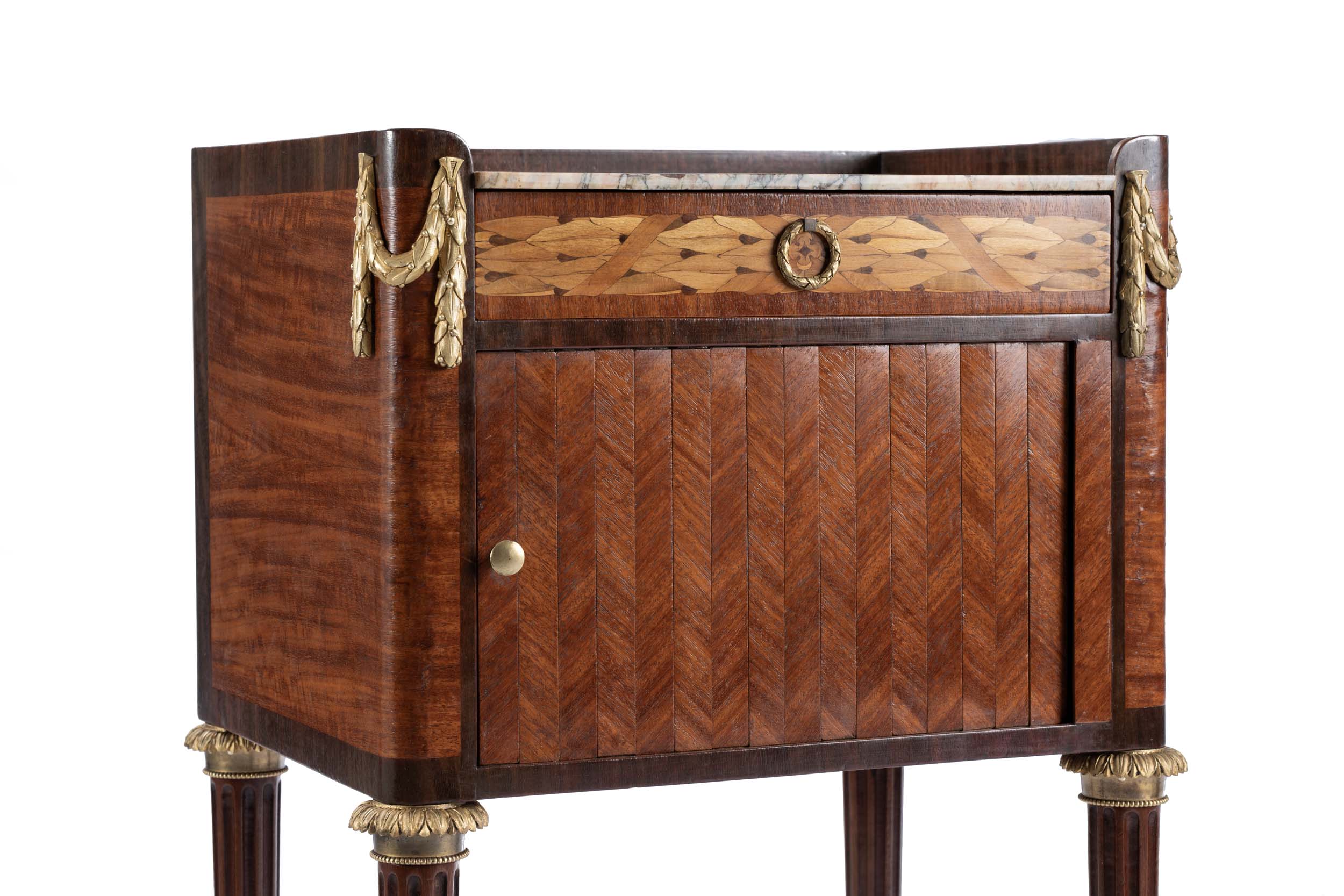 Pair 19th Century French Marquetry Bedsides 11 Pair 19th Century French Marquetry Bedsides - Image 7