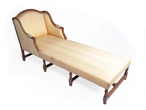 18th century French provincial chaise long reimagined in linen embroidery