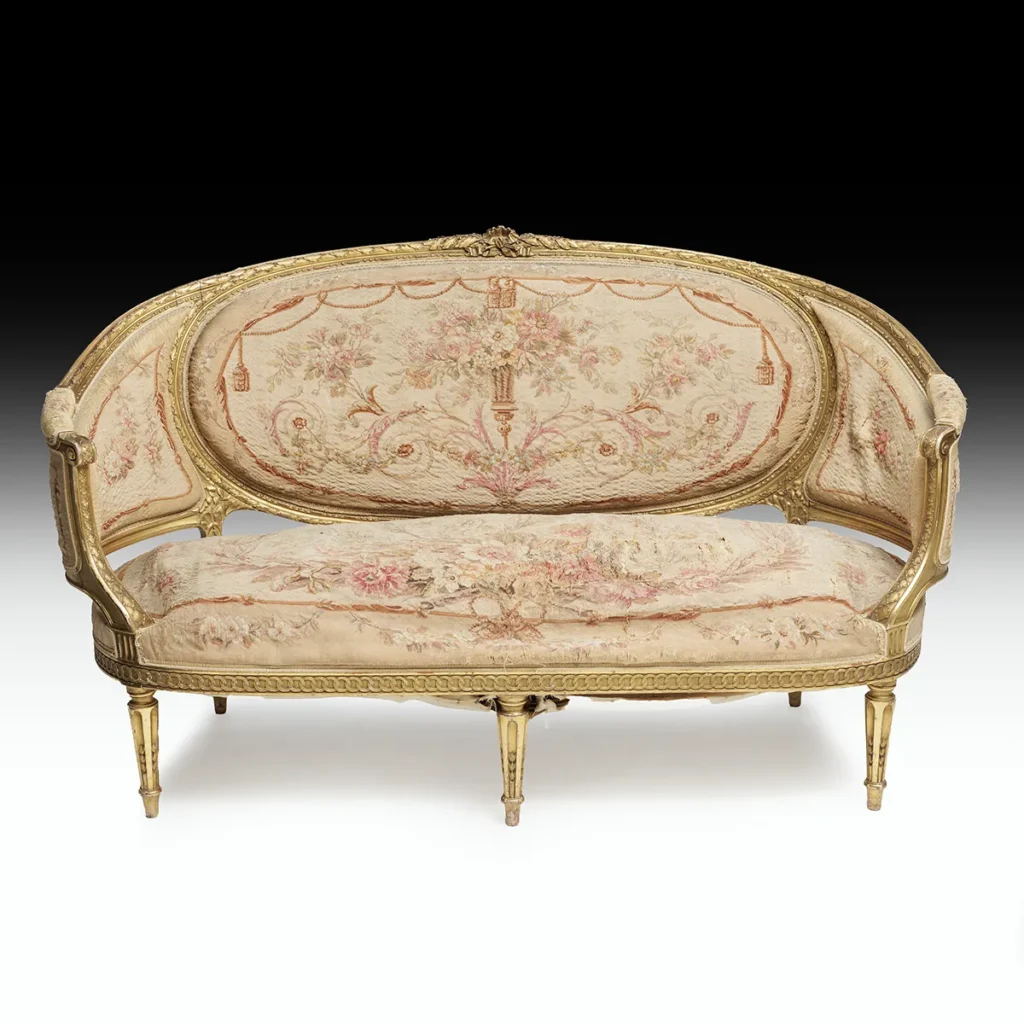 Decorating with Antique Furniture: Seeing the Potential in Period Pieces 9 An antique sofa reimagined before and after upholstery