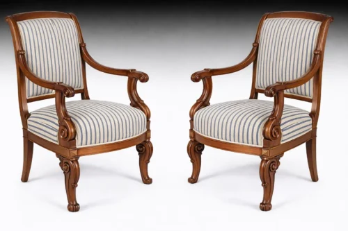 Beautiful pair of French Empire chairs for modern classic interiors