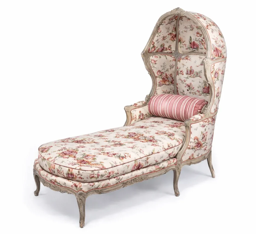 Decorating with Antique Furniture: Seeing the Potential in Period Pieces 20 Hooded chaise recovered in Pierre Frey