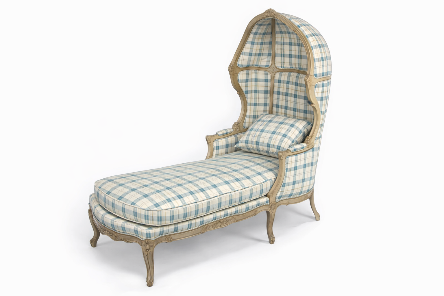 pretty hood french chaise with check fabric
