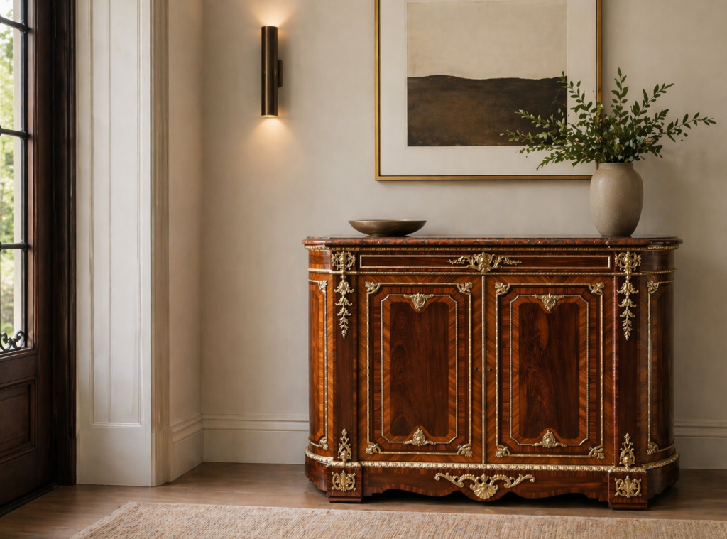 french-inlaid-antique-cabinet-contemporary-interior