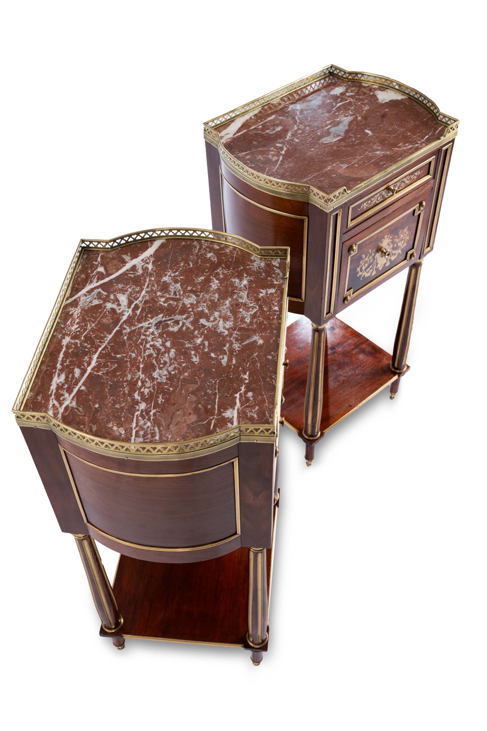 19th Century French Empire Bedside Tables (Pair) 9 Fine quality pair brass inlaid French Empire bedside tables in very good condition.