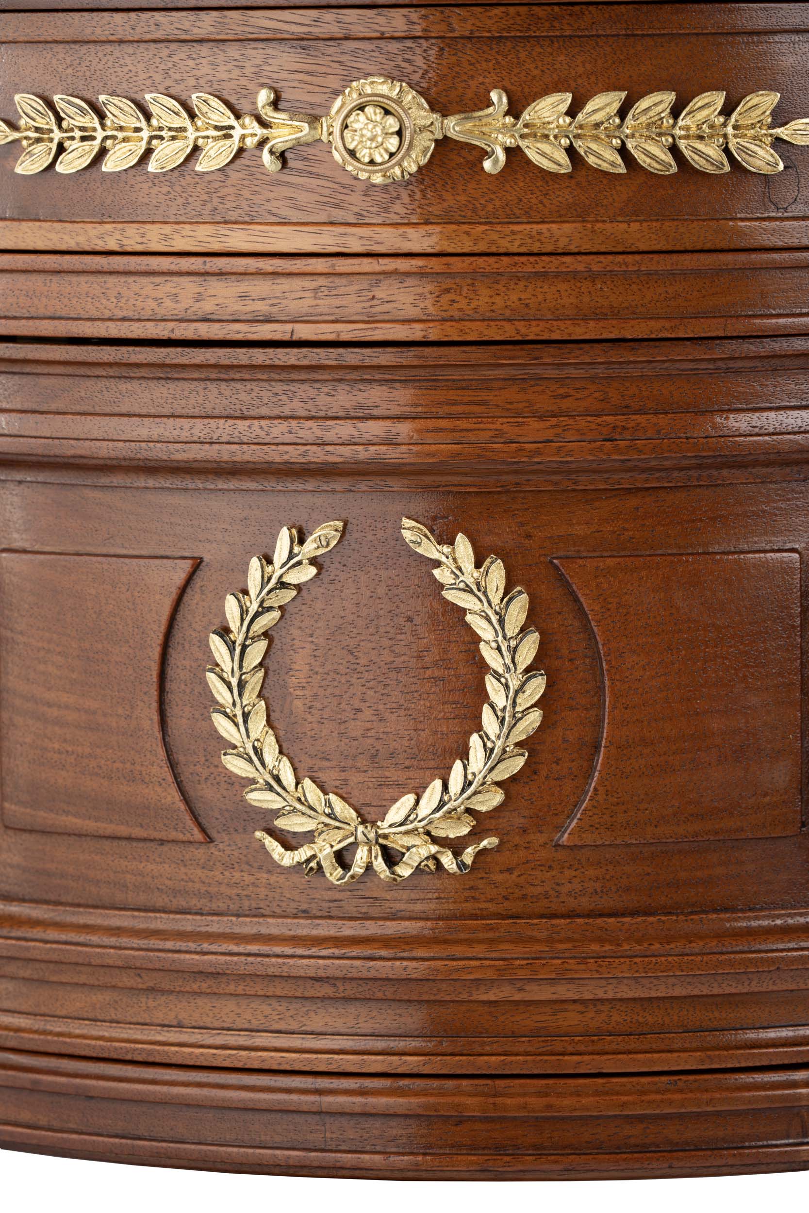 Pair of Antique Louis XVI Marble Top Bedside Tables 30 Pair 19th century French walnut bedside tables of demi-lune form